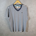 Vintage Lacoste Striped T Shirt Men’s Large Black Embroidered Logo Graphic