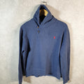 Vintage Ralph Lauren Polo 1/4 Button Sweatshirt Men’s Small Navy Blue Cotton Pullover Pony
