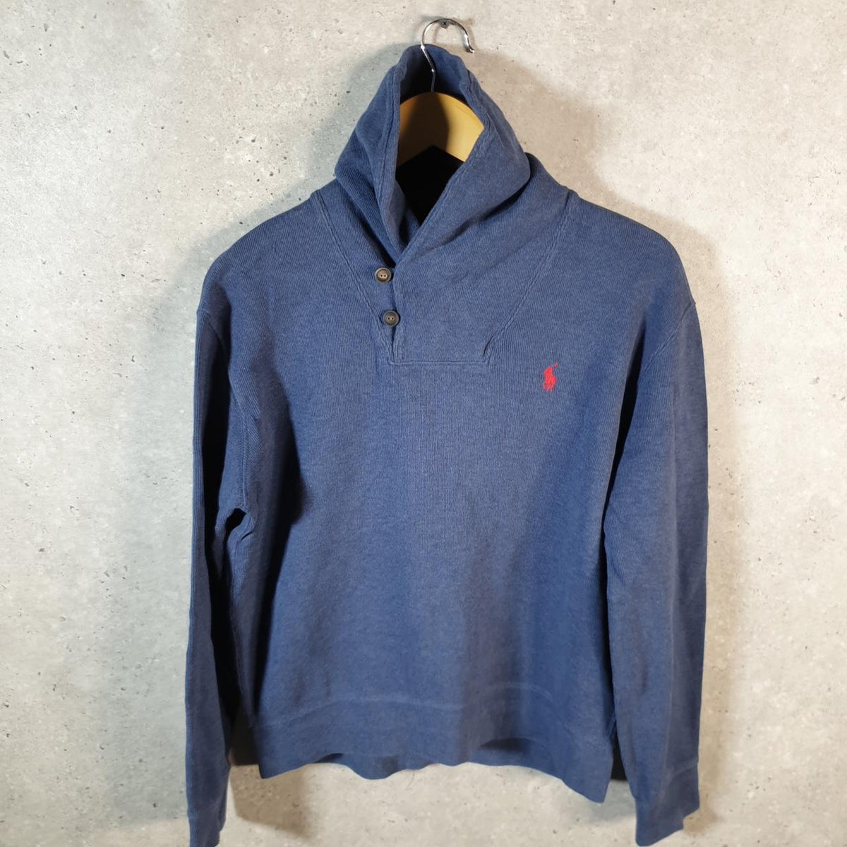 Vintage Ralph Lauren Polo 1/4 Button Sweatshirt Men’s Small Navy Blue Cotton Pullover Pony
