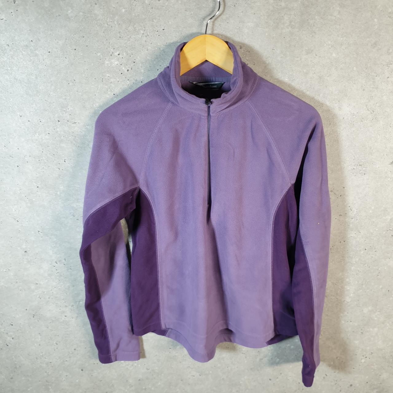 Vintage Berghaus Teddy Fleece Sweatshirt Womens UK12 Purple Full Zip Logo