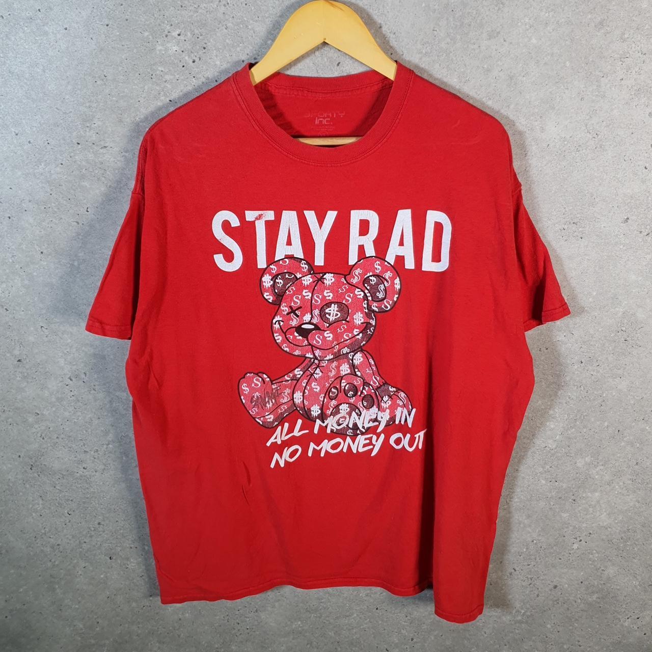Vintage Stay Rad Money In Money Out 90s USA Single Stitch T Shirt Men’s XL Red