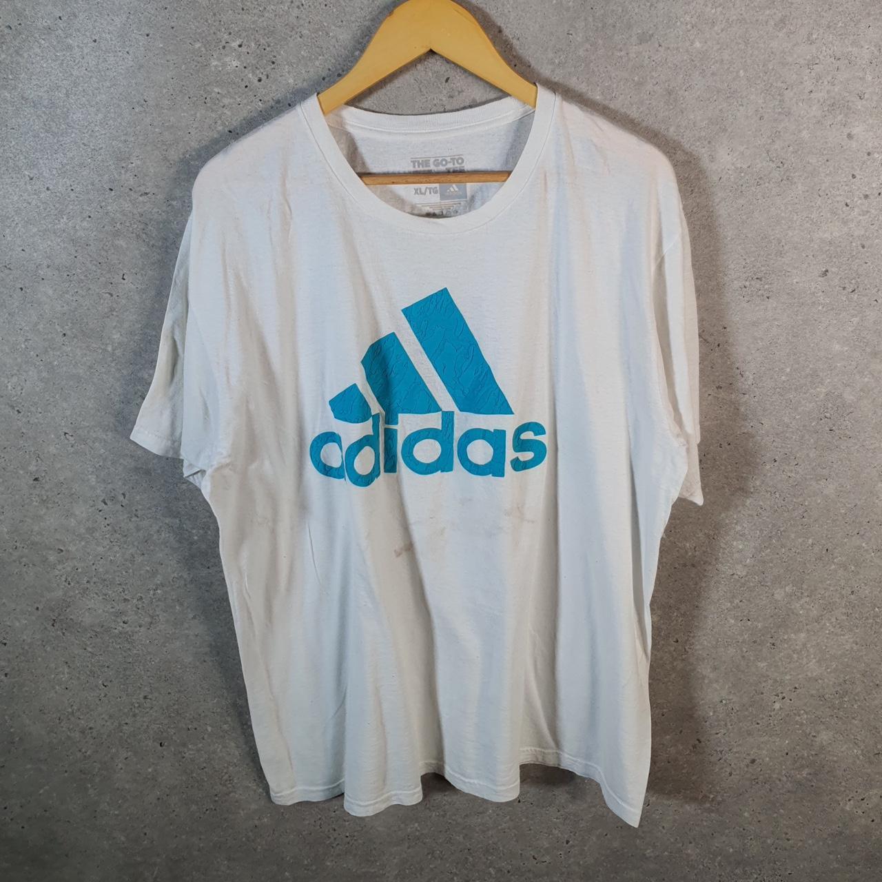 Vintage Adidas Go Tee T Shirt Men’s XL White Three Stripes Logo Athletic C9837