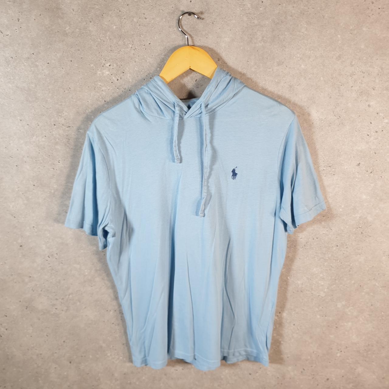 Vintage Ralph Lauren Polo Hoodie T Shirt Men’s Small Blue Embroidered Classic Fit Pony C8623