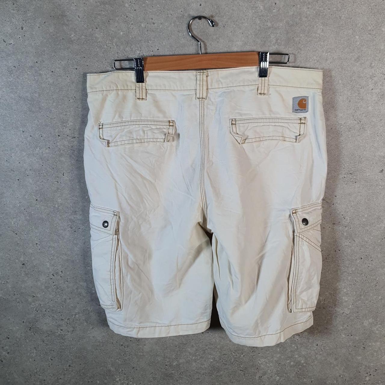 Vintage Carhartt Baggy Carpenter Shorts Jorts Cargo Men’s W36 Beige Relaxed Fit Workwear Big Fish Vintage