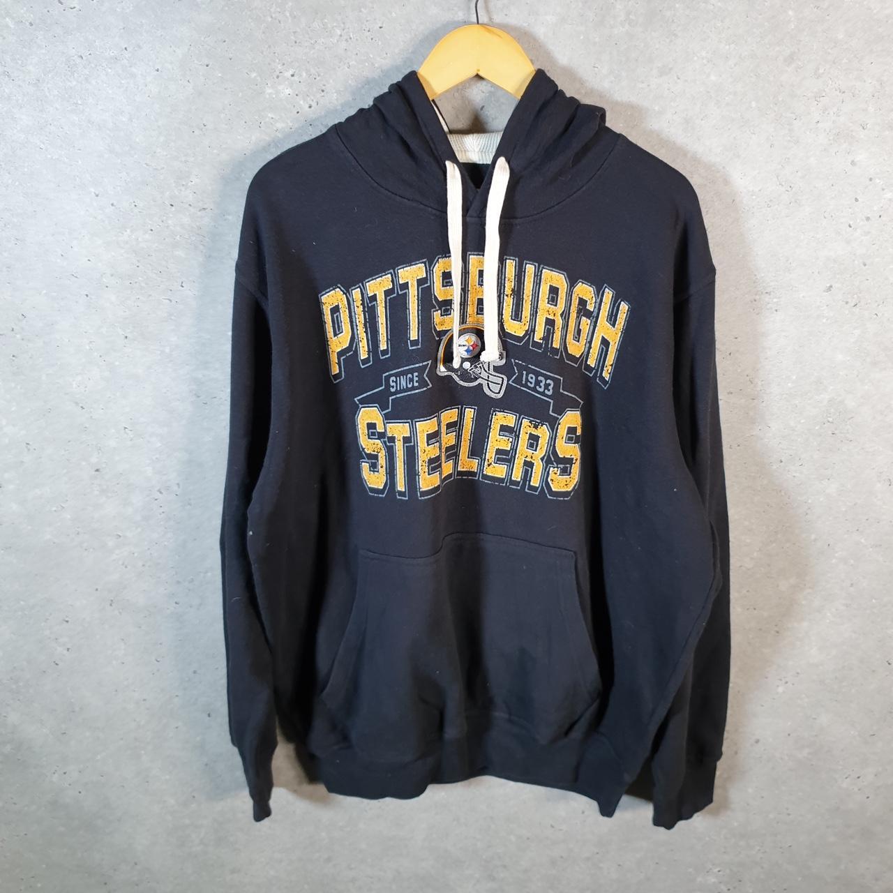 Vintage NFL Pittsburgh Steelers Hoodie Mens XL Black Pullover USA Pro Sport