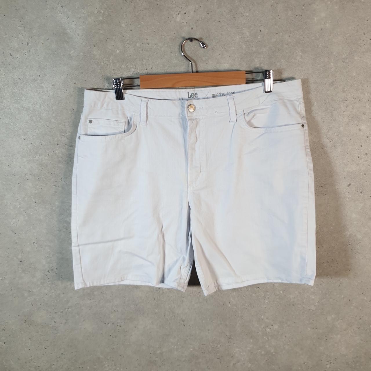 Vintage Lee Baggy Shorts Jorts Cargo Womens W36 White Relaxed Cargo