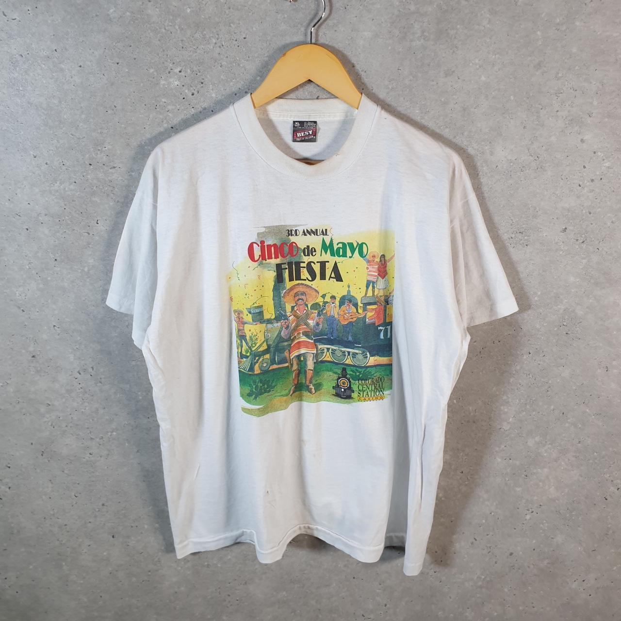 Vintage Fruit of the Loom Cinco De Mayo Fiesta Colorado 90s USA Single Stitch T Shirt Men’s XL White