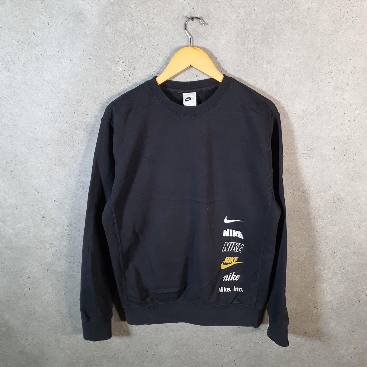 Vintage Nike Club Spellout Hoodie Men’s Small Black Swoosh Y2K Pullover