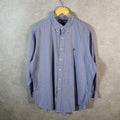Vintage Ralph Lauren Button Down Shirt Men’s XL Blue Plaid Yarmouth Cotton Pony
