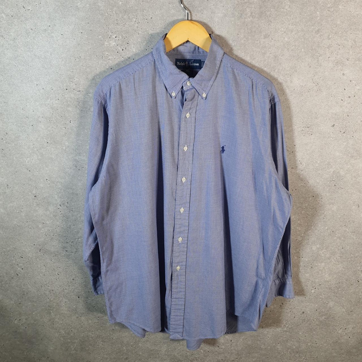 Vintage Ralph Lauren Button Down Shirt Men’s XL Blue Plaid Yarmouth Cotton Pony