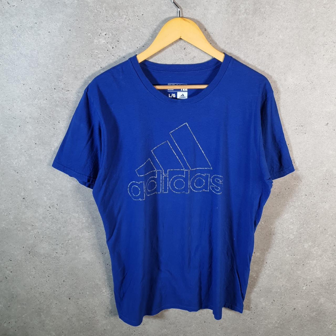 Vintage Adidas Go To Tee T Shirt Men’s Large Blue Three Stripes Logo Athletic