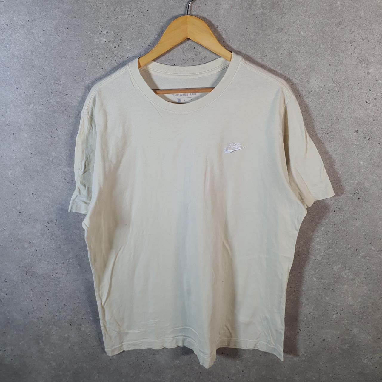 Vintage Nike Club T Shirt Men’s Large Beige Swoosh Y2K Pullover Logo