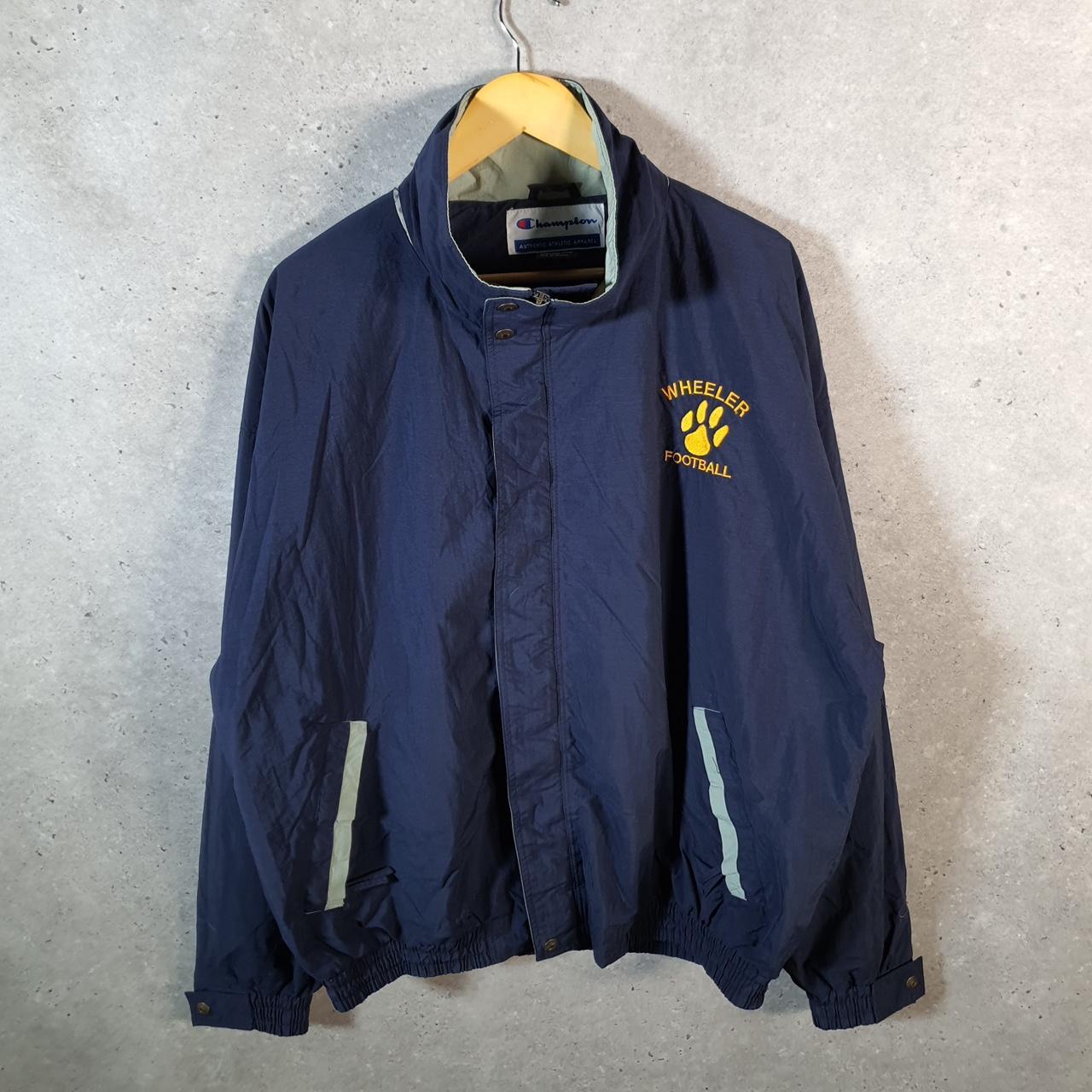 Vintage Champion Windbreaker Track Jacket Mens XL Blue Wheeler Football