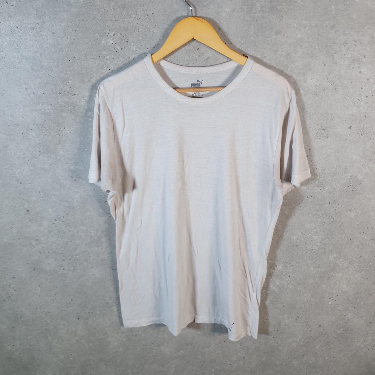 Vintage Puma Spellout T Shirt Mens Large Slim White sports Logo Athletic