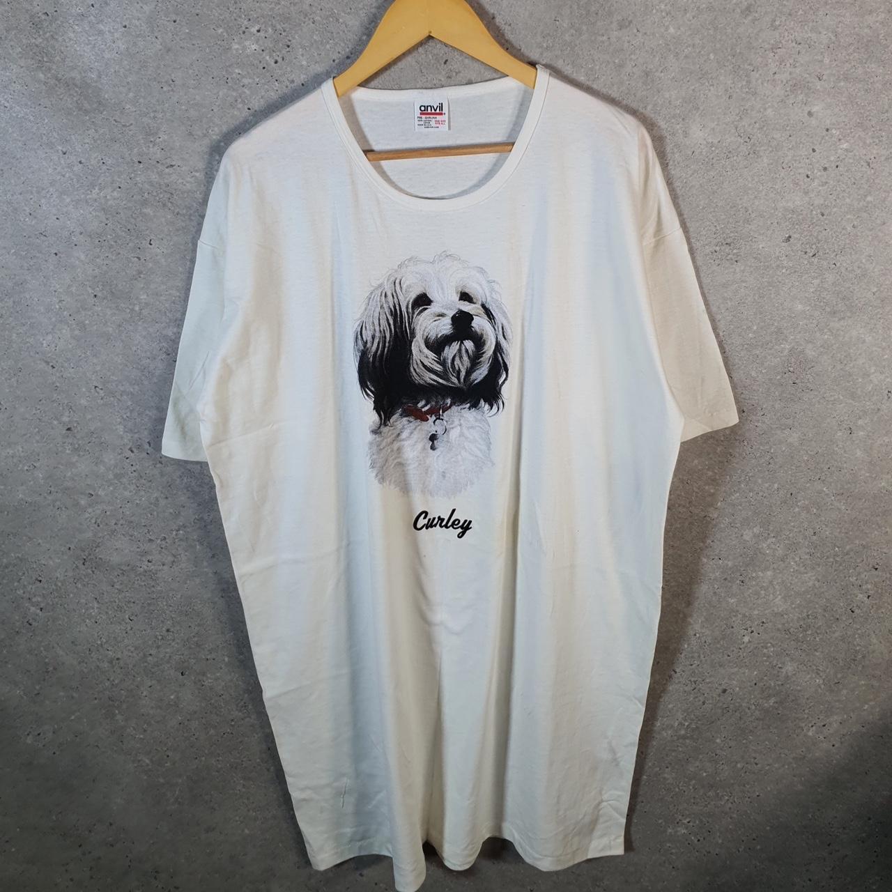 Vintage Anvil Curley Dog 90s USA Single Stitch T Shirt Men’s XL White