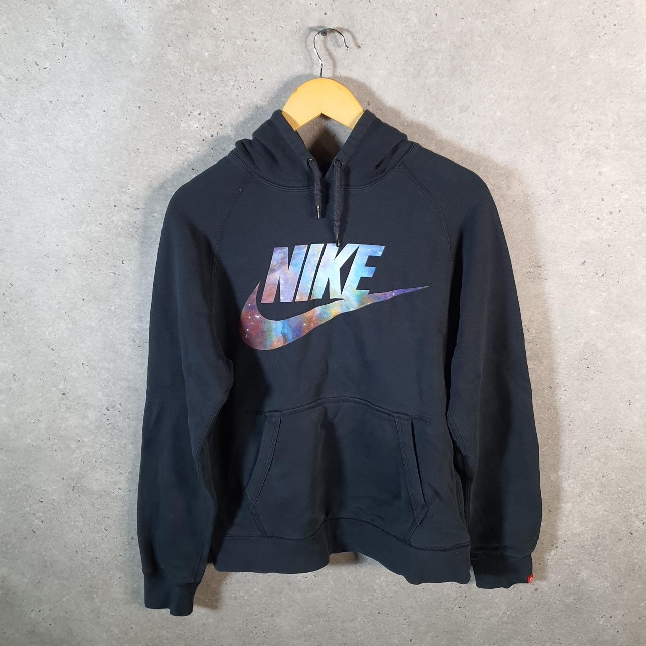 Vintage Nike Club Sportswear Hoodie Womens Medium Black Swoosh Y2K Pullover