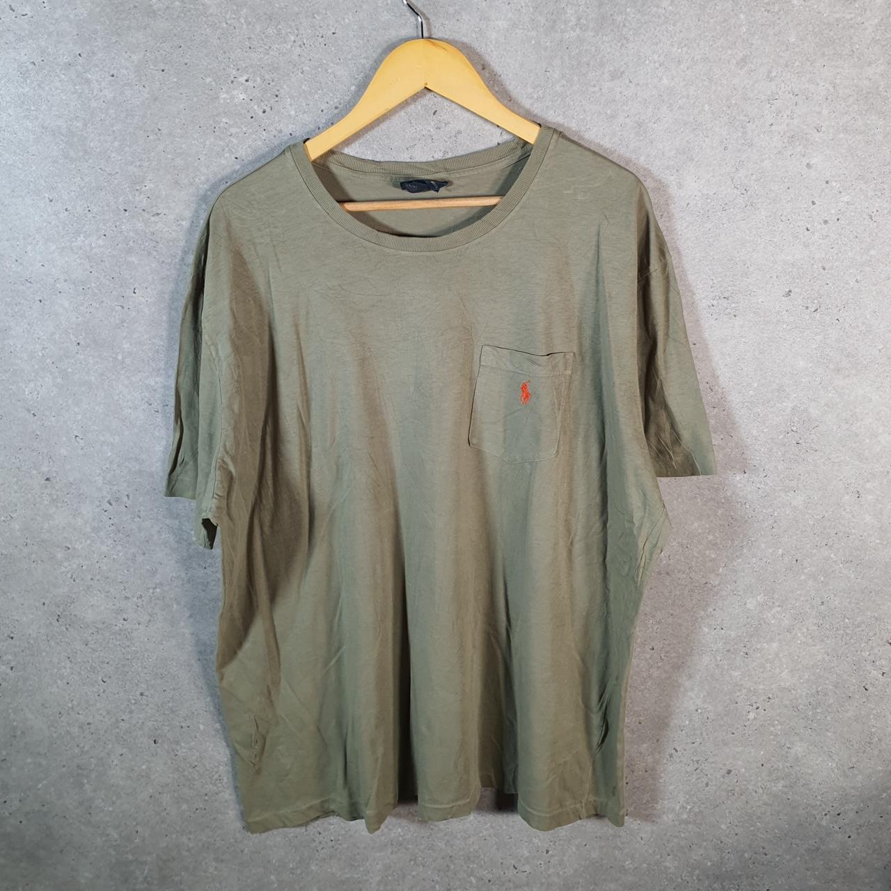 Vintage Ralph Lauren Polo Sport T Shirt Men’s XL Khaki Green Custom Fit Embroidered Pony C8635