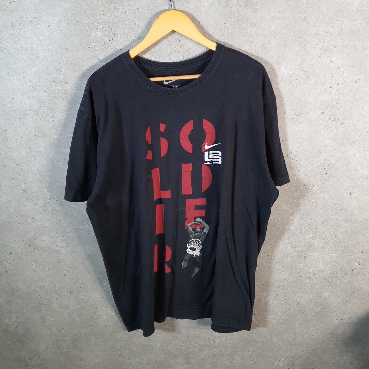 Vintage Nike Spellout Basketball Soldier T Shirt Men’s XL Black Logo Swoosh Athletic