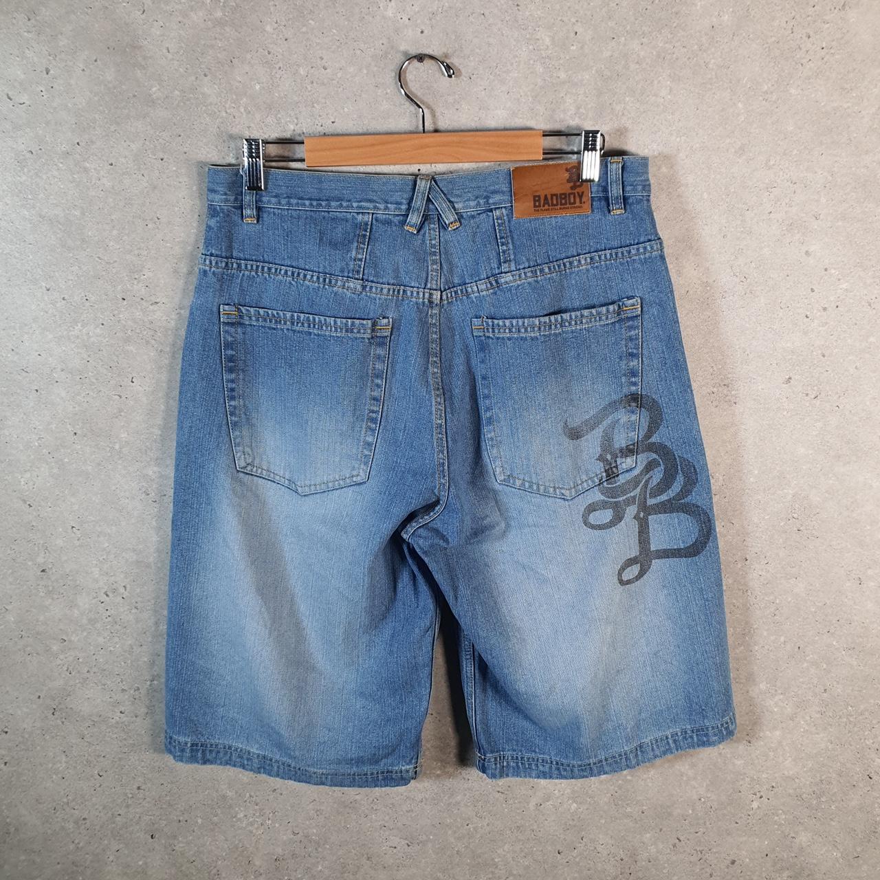 Vintage Badboy Baggy Y2K Hip Hop Jorts Shorts Mens W32 Blue Denim USA A4671