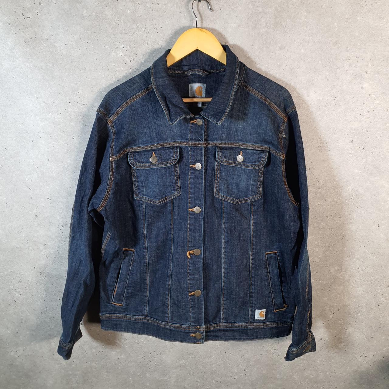 Vintage Carhartt Brewster Dark Wash Denim Jacket Womens XL Blue Workwear USA