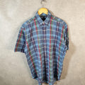 Vintage Ralph Lauren Button Down Shirt Men’s Medium Blue Checkered Blake Fit Cotton Pony