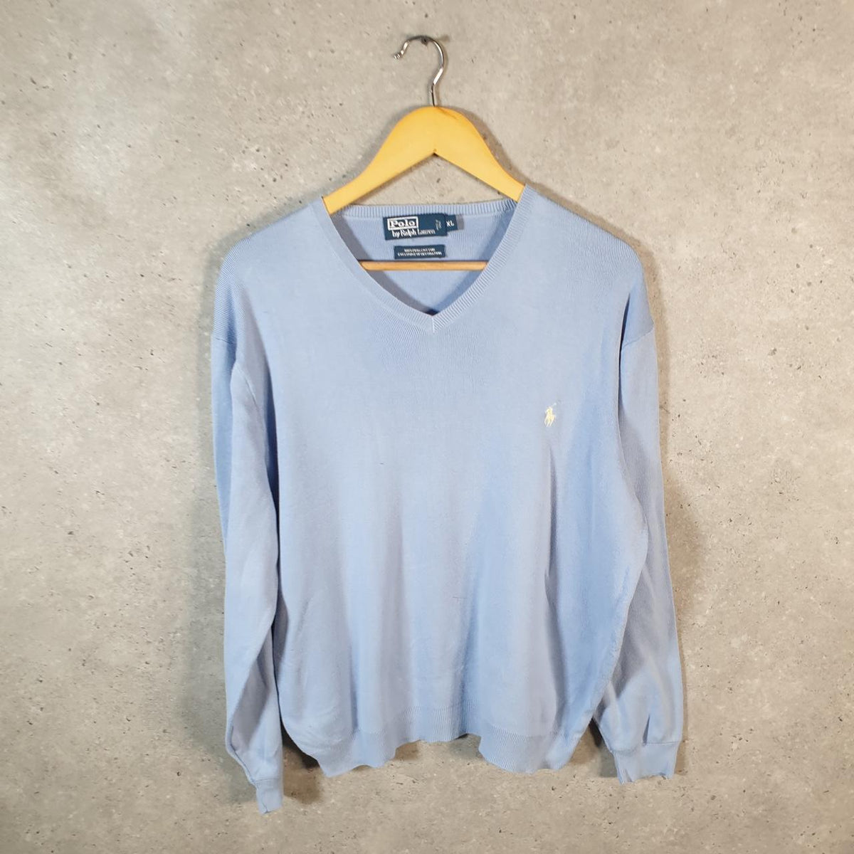 Vintage Ralph Lauren Polo Sweatshirt Men’s XL Blue Pima Cotton Pullover Pony
