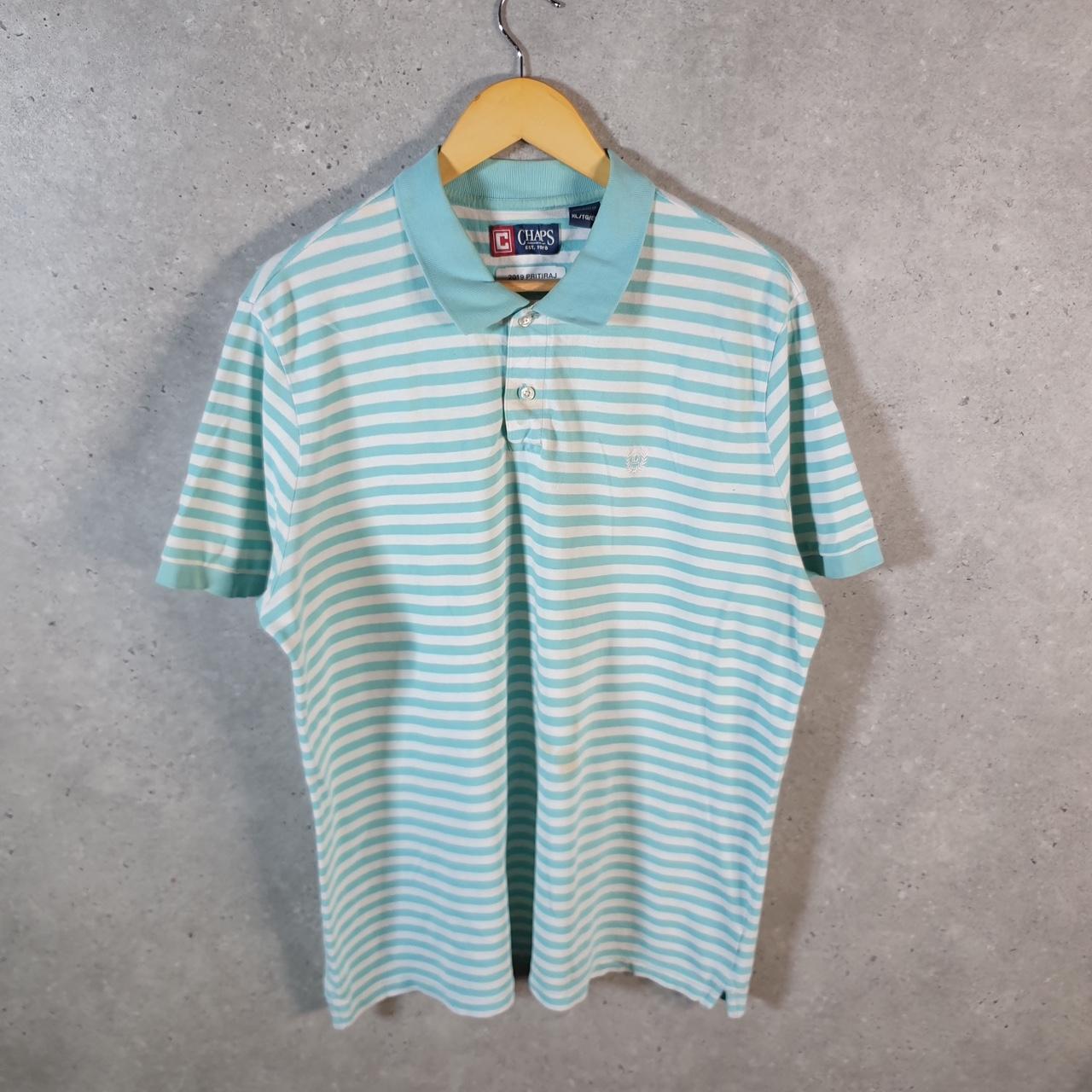 Vintage Chaps Ralph Lauren USA Shirt Men’s XL Blue Striped Blue Cotton Custom Fit