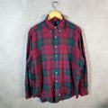 Vintage Ralph Lauren Button Down Shirt Men’s Large Burgundy Red Classic Fit Checkered Pony