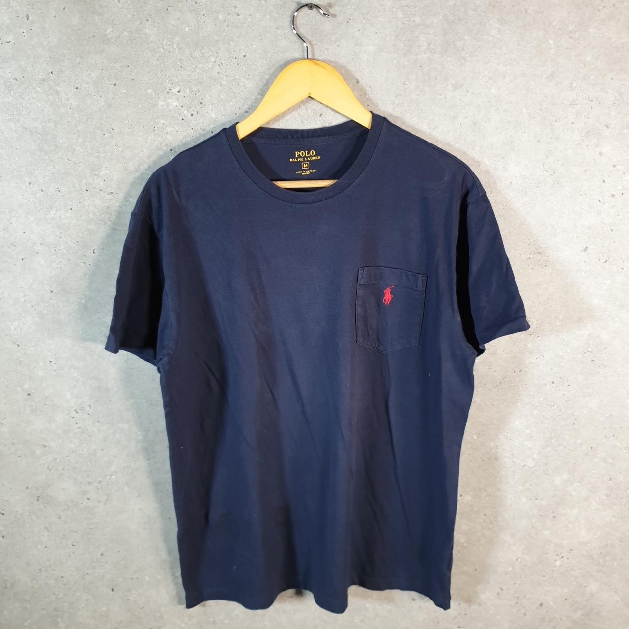 Vintage Ralph Lauren Polo T Shirt Men’s Medium Navy Blue Embroidered Classic Fit Pony C8570