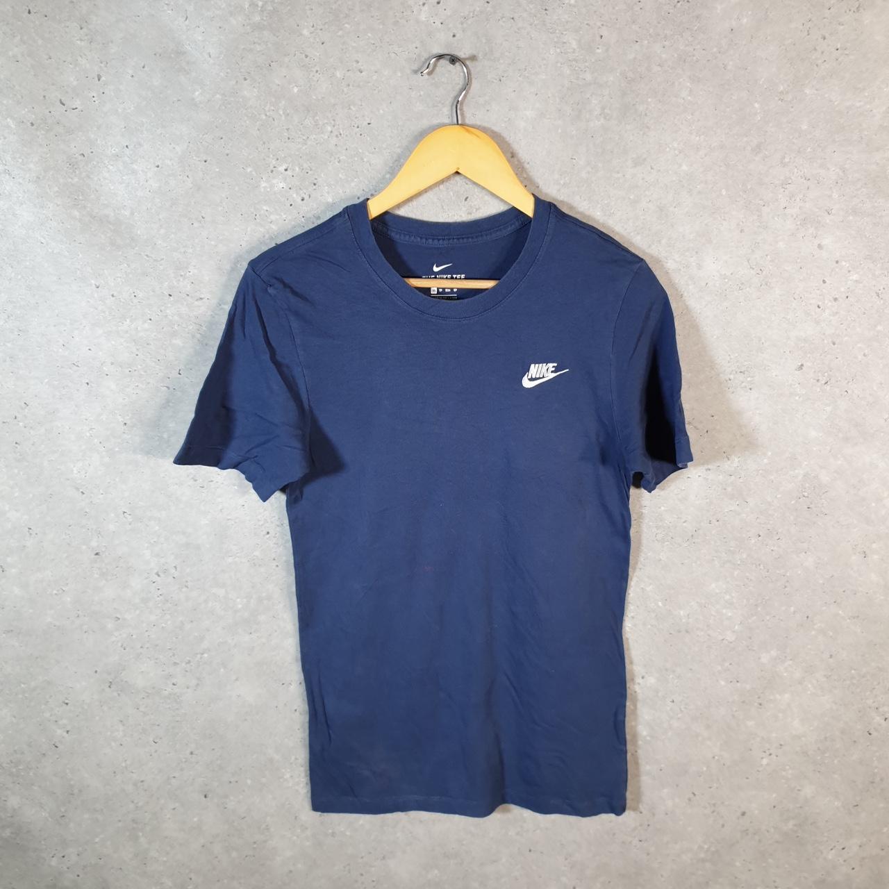Vintage Nike Club T Shirt Men’s XS Navy Blue Single Swoosh Logo Athletic