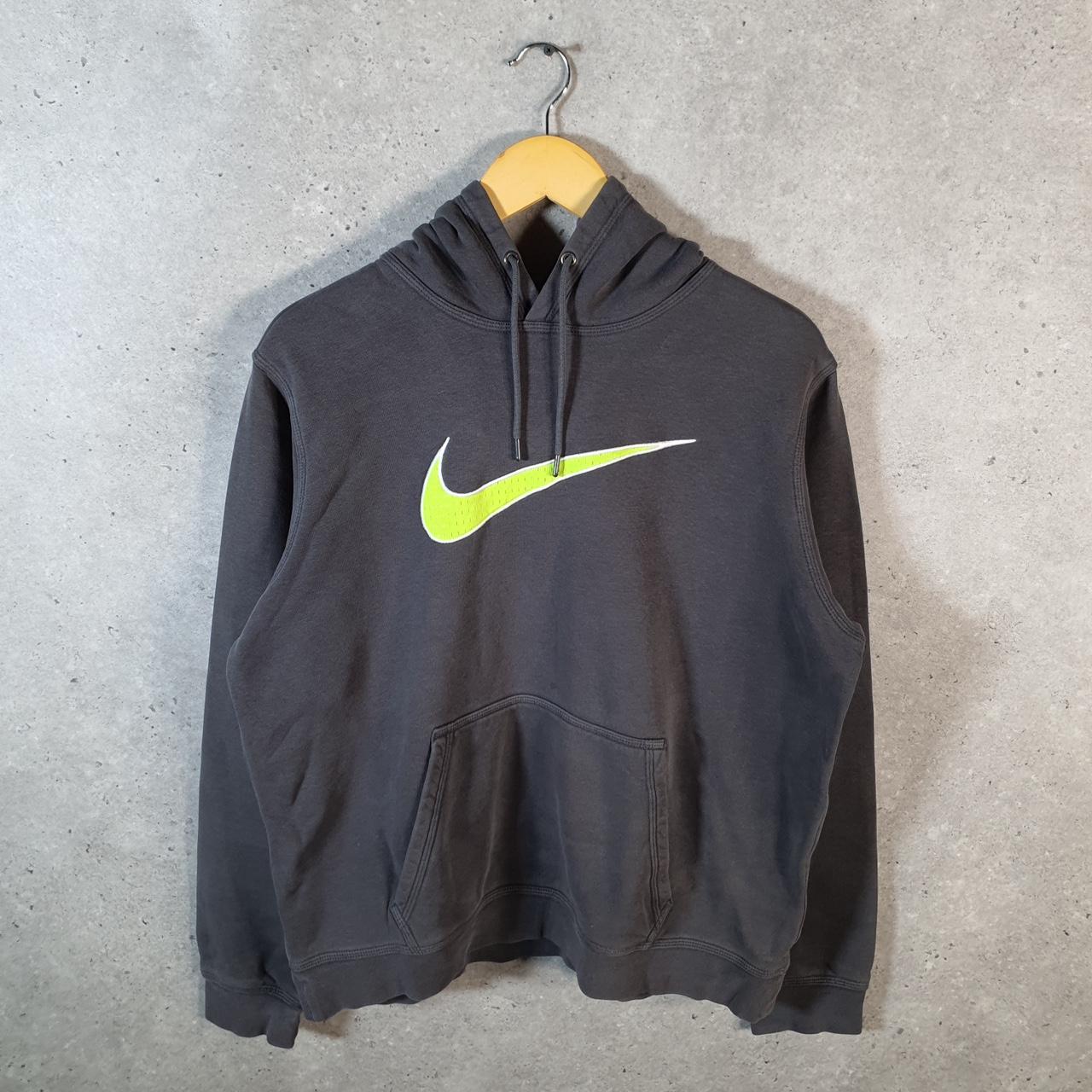 Vintage Nike Club Spellout Hoodie Men’s Large Black Swoosh Y2K Pullover