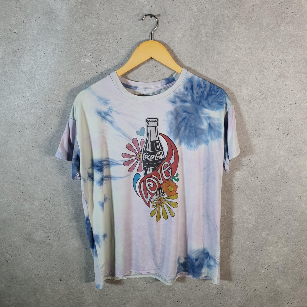 Vintage Coke Coca Cola 90s USA T Shirt Tie Dye Men’s Medium Graphic Spellout C9753