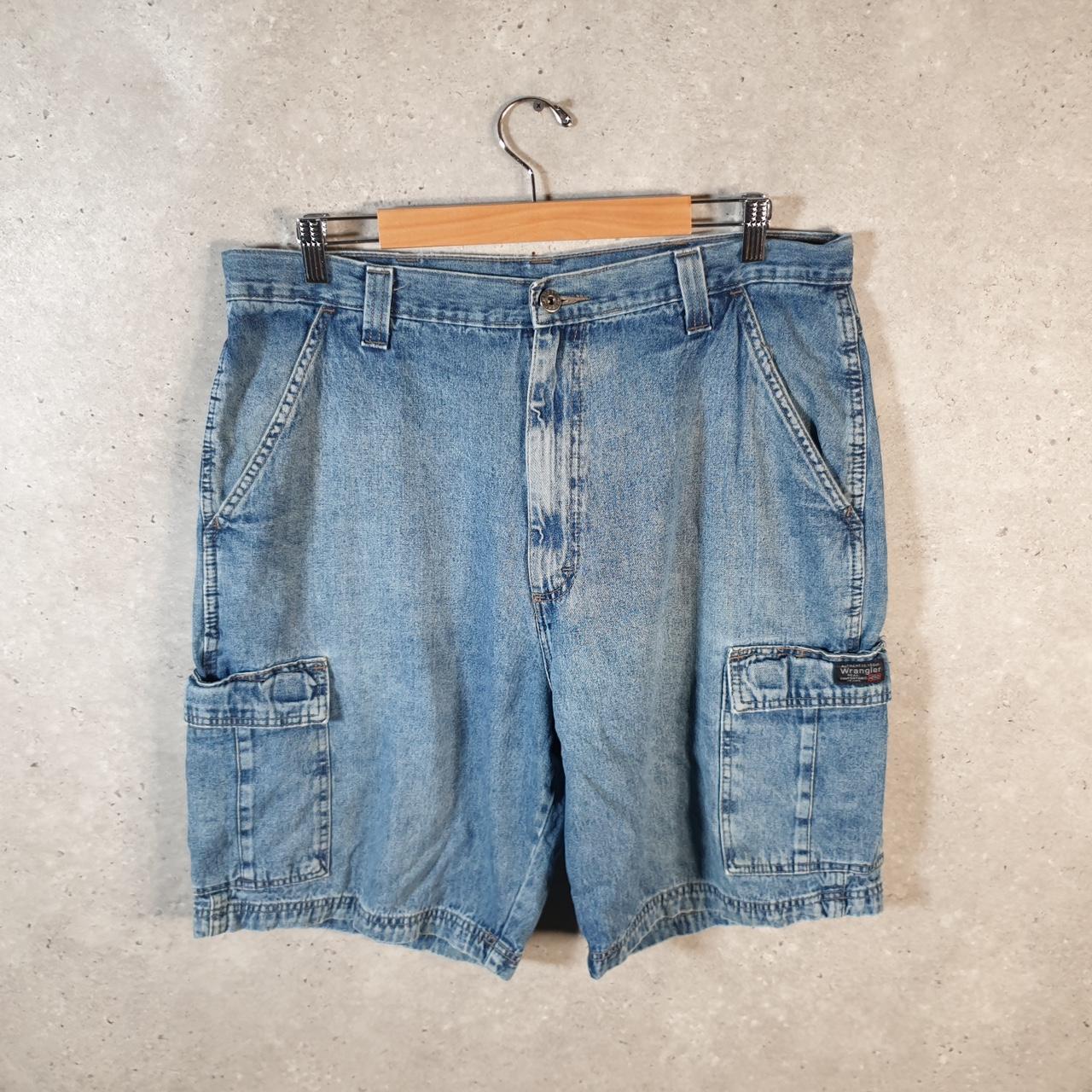 Vintage Wrangler Denim Shorts Jorts Cargo Men’s W36 Blue Baggy Cotton