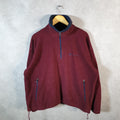 Vintage Champion 1/4 Zip Fleece Pullover Sweatshirt Mens XL Burgundy Embroidered Logo