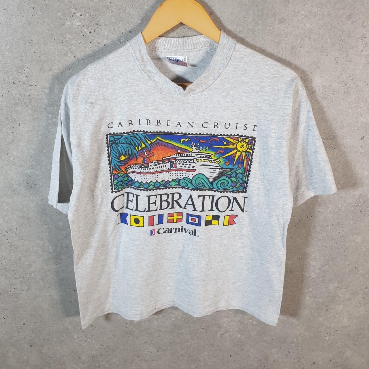 Vintage Allsport Caribbean Cruises Carnival USA Single Stitch T Shirt Men’s Medium Grey