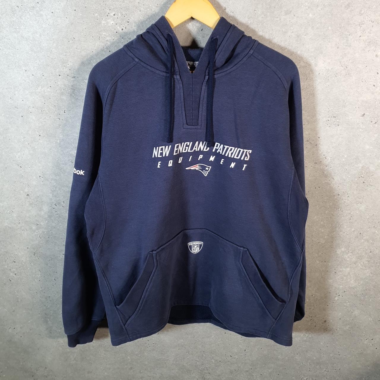 Vintage NFL Reebok New England Patriots Hoodie Mens Small Navy Blue 1/4 Zip Pullover USA