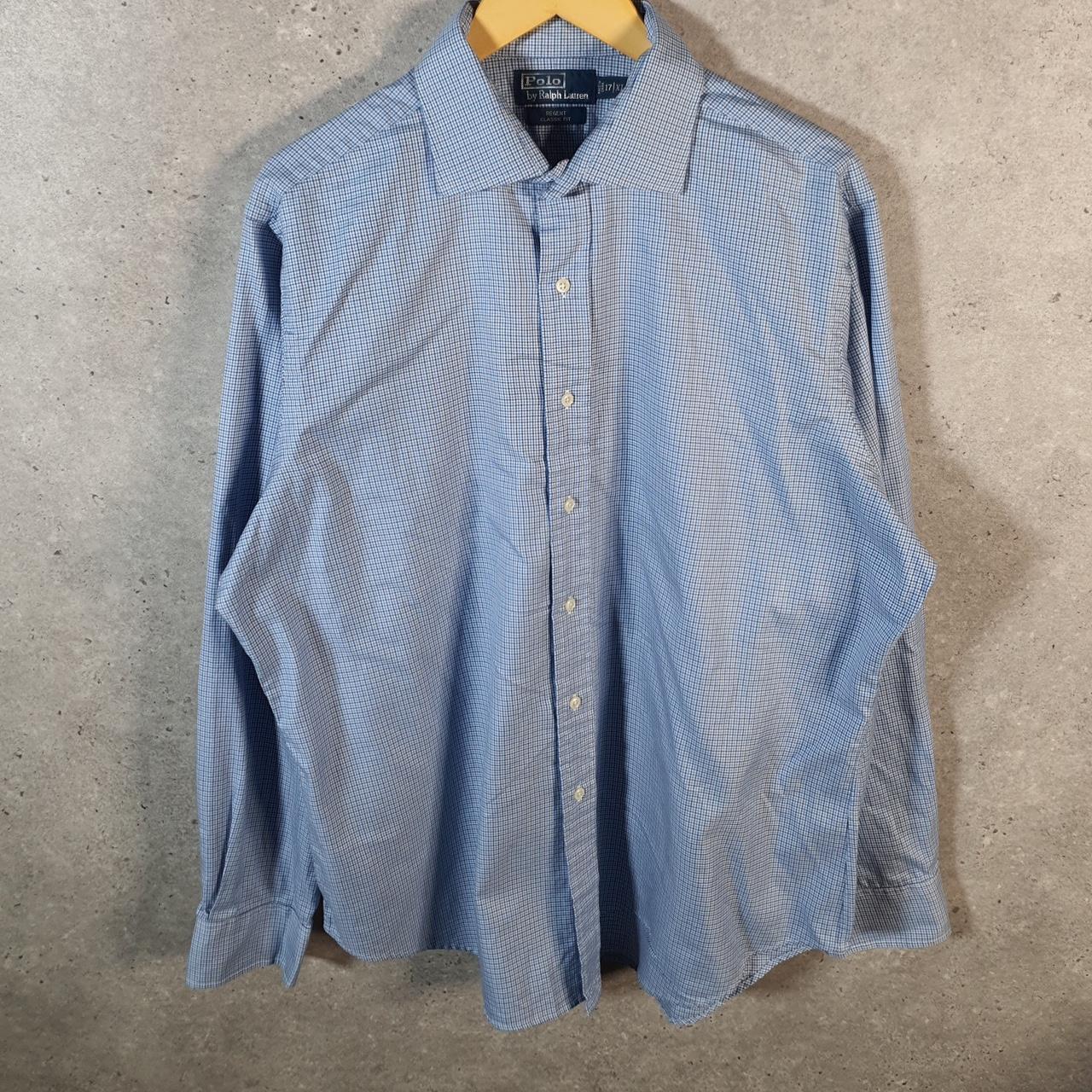 Vintage Ralph Lauren Button Down Shirt Men’s XL Blue Checkered Regent Classic Fit Cotton