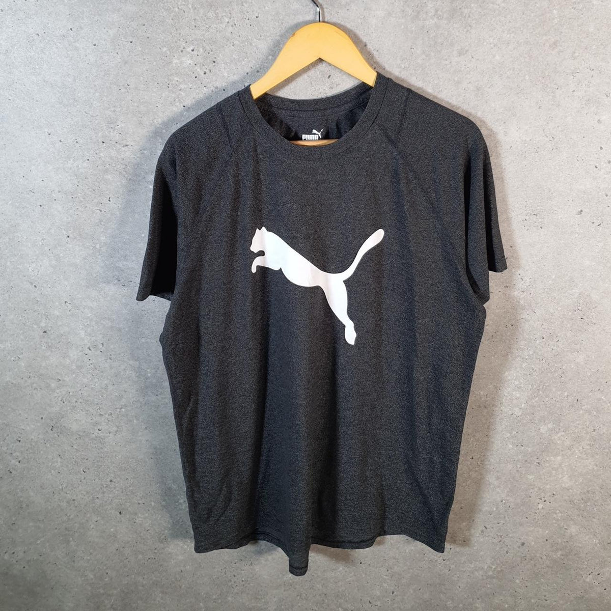 Vintage Puma Spellout T Shirt Mens Large Grey sports Logo Athletic