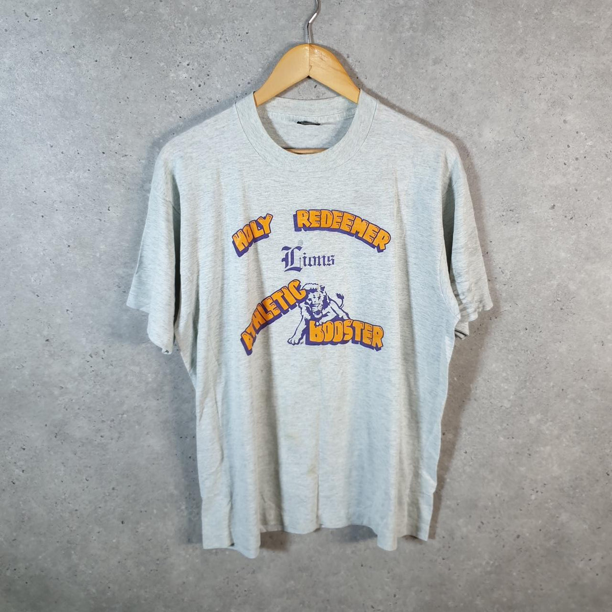 Vintage Screen Stars Best Holy Redeemer Lions USA Single Stitch T Shirt Men’s XL Grey Big Fish Vintage