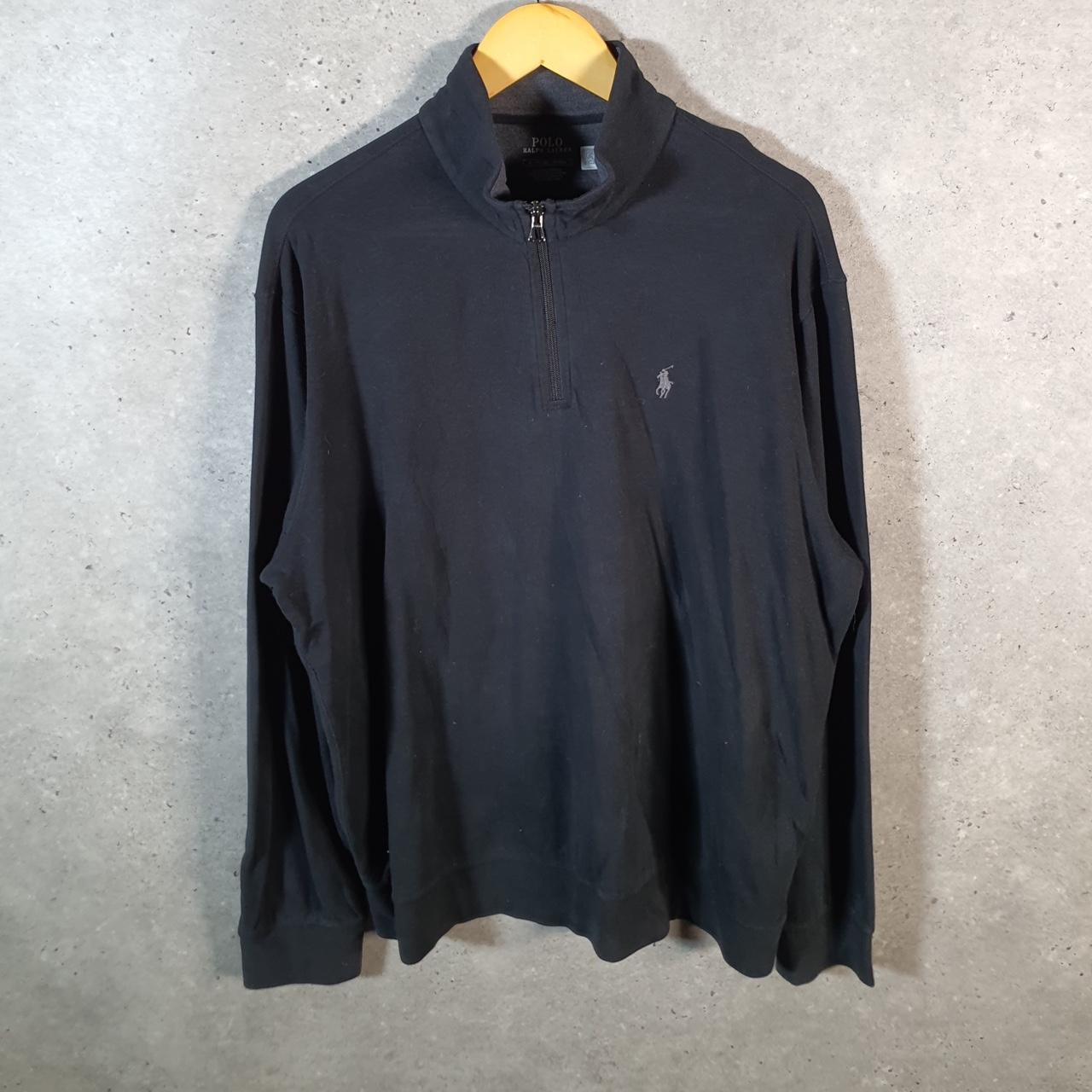 Vintage Ralph Lauren Polo Sweatshirt Men’s XL Black Cotton 1/4 Zip Pony