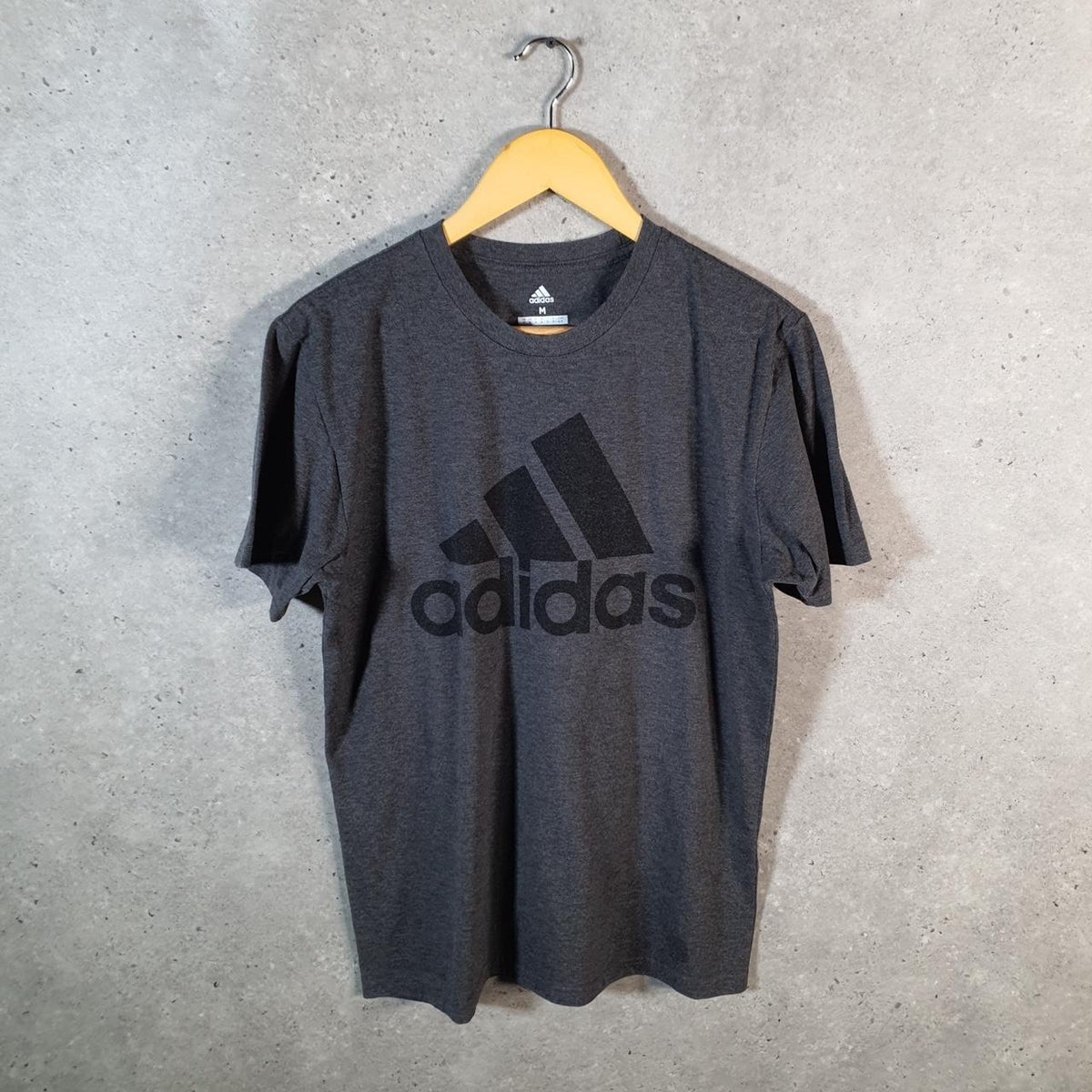Vintage Adidas Golf T Shirt Men’s Medium Grey Three Stripes Logo Athletic