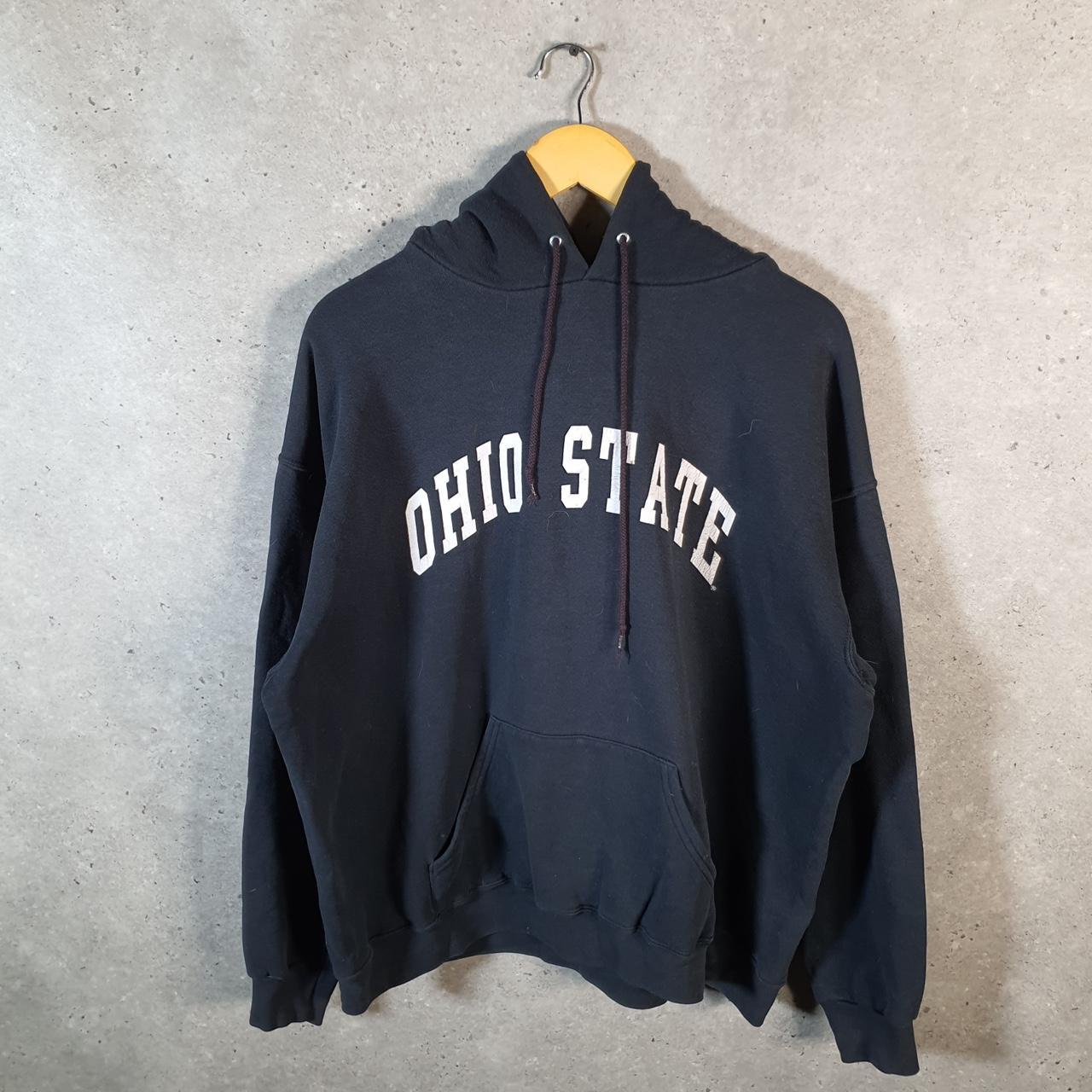 Vintage Lee Heavyweight Hoodie Men’s XL Black USA Ohio State Spellout