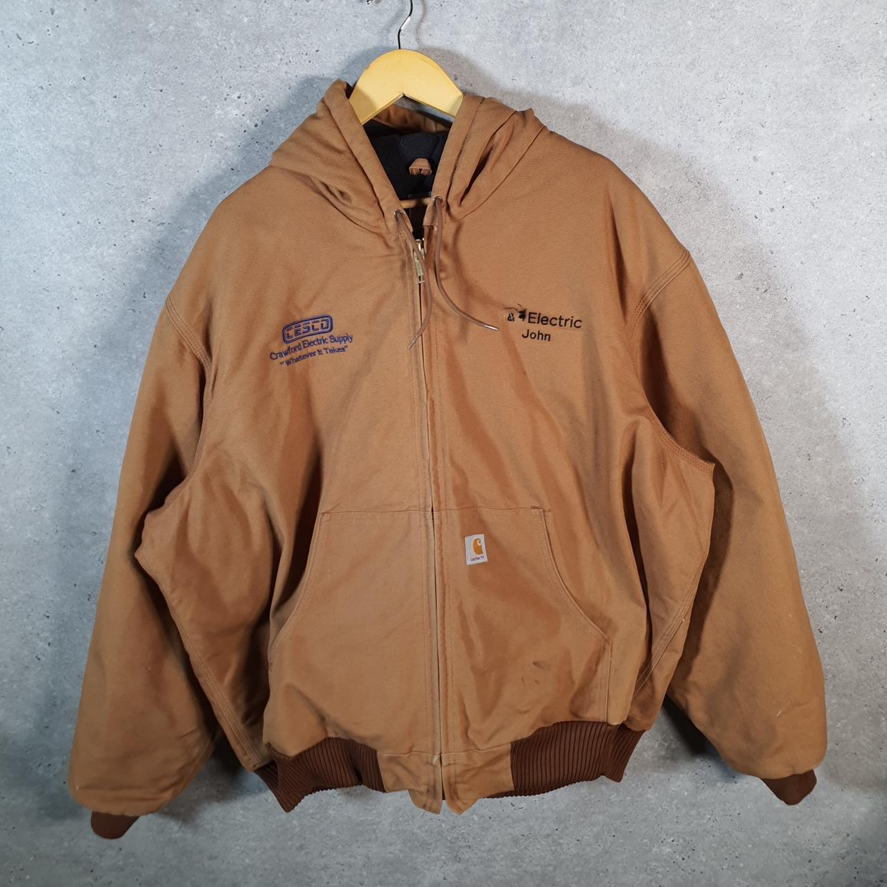 Vintage Carhartt Active Hooded Jacket Men’s 2XL Brown J140 BRN Workwear Canvas USA G2117