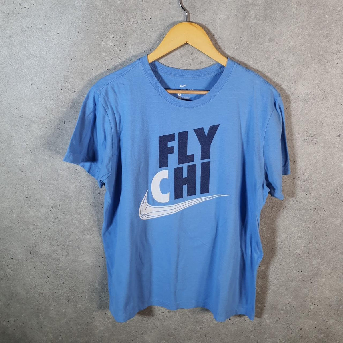 Vintage Nike Fly Chi T Shirt Men’s Medium Blue Logo Swoosh Athletic