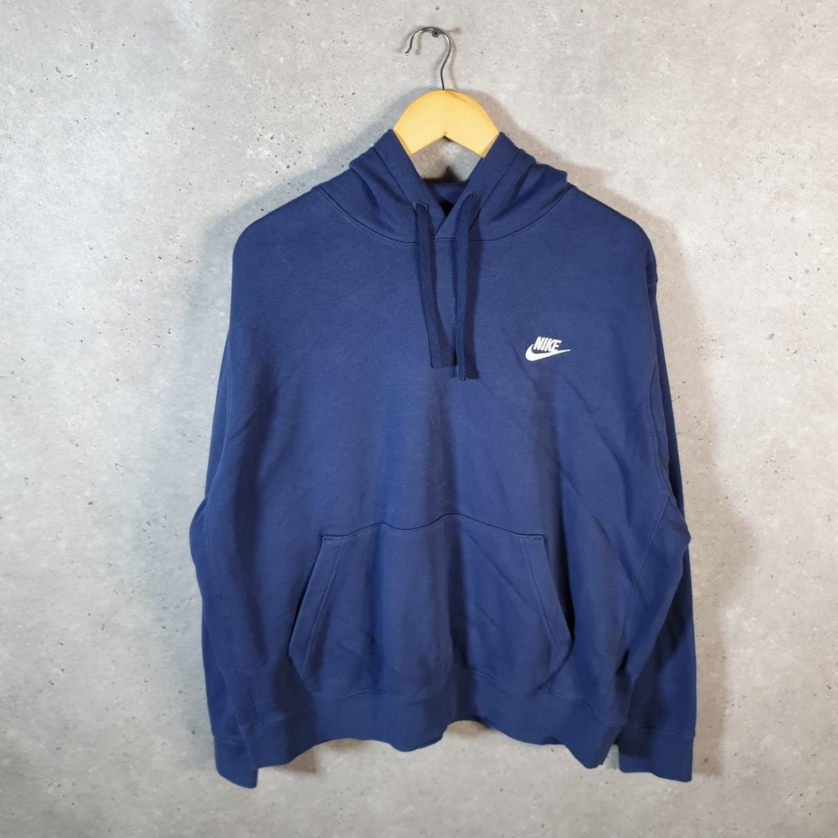 Vintage Nike Club Embroidered Hoodie Men’s XL Navy Blue Swoosh Y2K Pullover