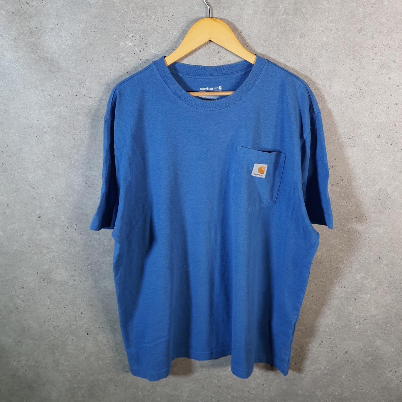 Vintage Carhartt Pocket T Shirt Men’s Large Blue Workwear Chore Utility Loose Fit