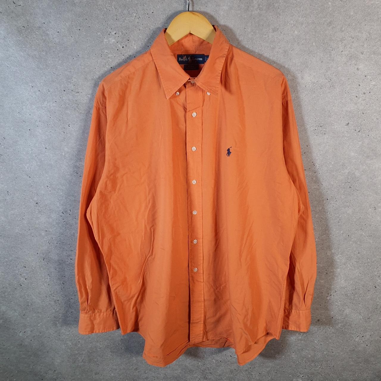 Vintage Ralph Lauren Button Down Shirt Men’s Large Orange Blake Fit Cotton Pony