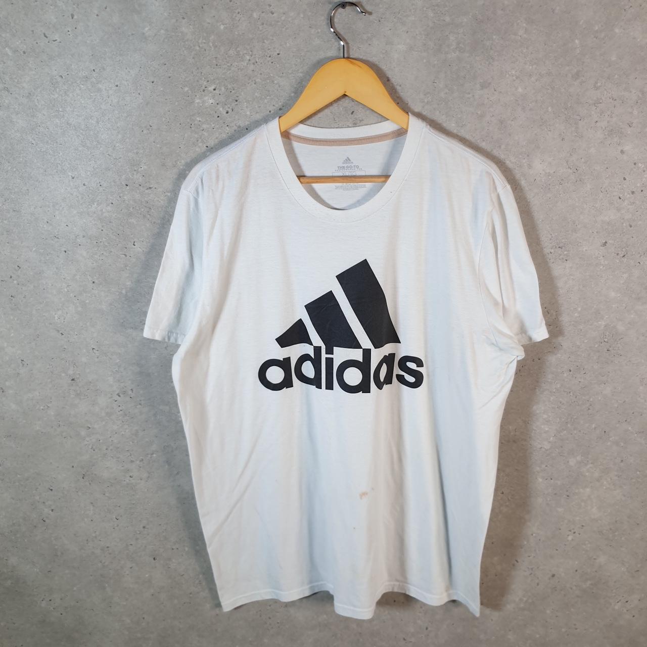 Vintage Adidas Go To Performance T Shirt Men’s XL White Three Stripes Logo Athletic