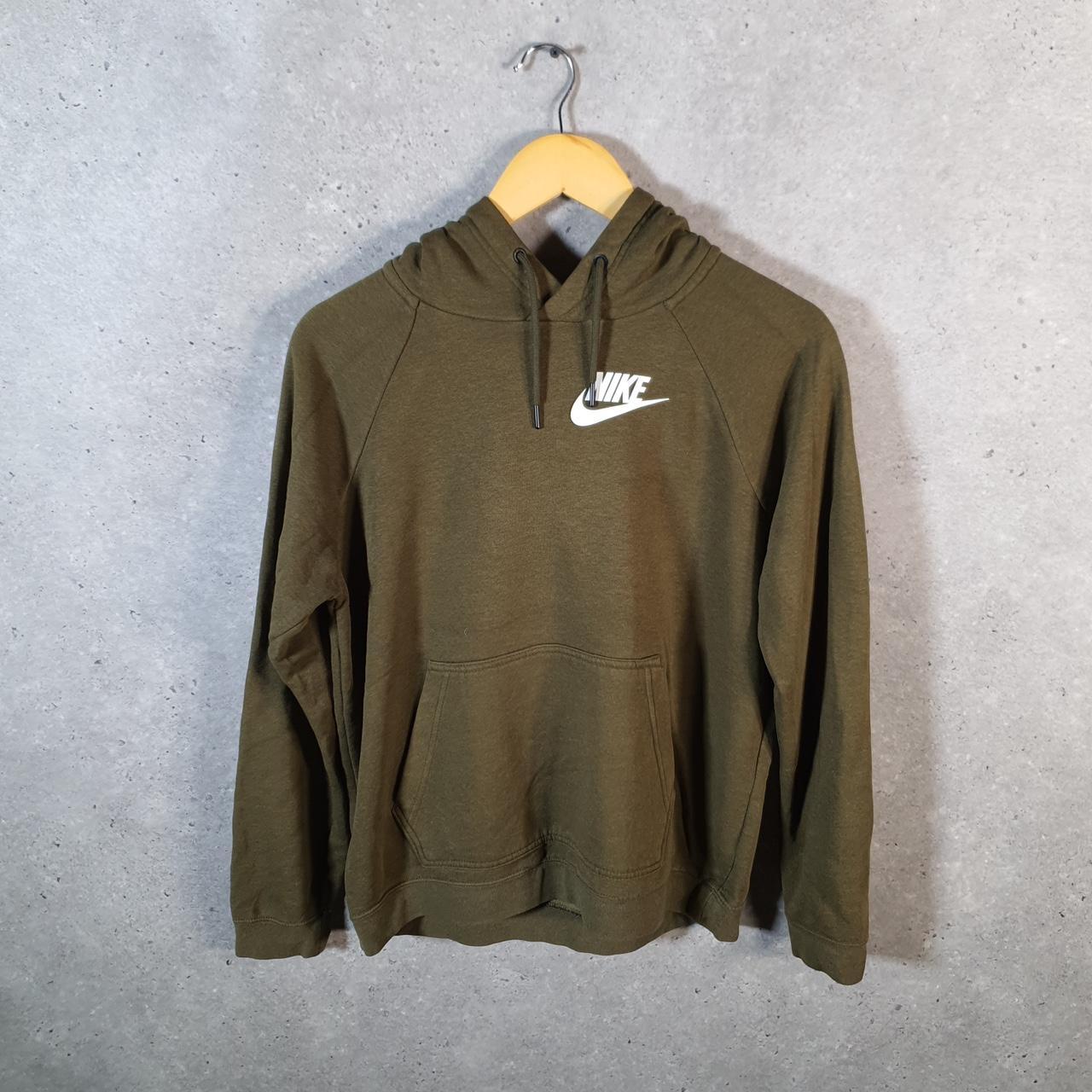 Vintage Nike Club Sportswear Hoodie Womens Medium Khaki Green Swoosh Y2K Pullover
