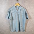 Vintage Eddie Bauer Polo Shirt Men’s Large Blue Striped Regular Fit Embroidered Logo